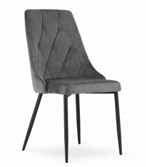 Nowoczesne Krzesło Imola ▪️ 3455 ▪️ Szary Welur 4 Sztuki