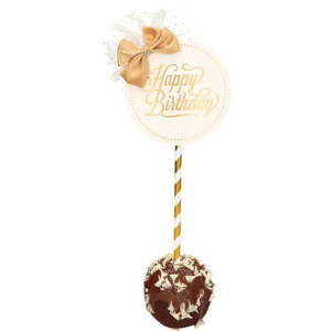 Topper Na Tort Happy Birthday Biało -złoty