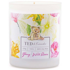 Ted & Friends sojowa świeca zapachowa w białym szkle 220 g - Ylang & Wild R