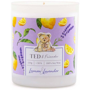 Ted & Friends sojowa świeca zapachowa w białym szkle 220 g - Lemon & Lavend