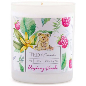 Ted & Friends sojowa świeca zapachowa w białym szkle 220 g - Raspberry Vani