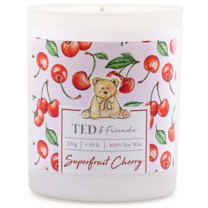 Ted & Friends sojowa świeca zapachowa w białym szkle 220 g - Superfruit Che