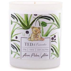 Ted & Friends sojowa świeca zapachowa w białym szkle 220 g - Acai Palm & Al