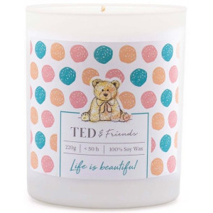 Ted & Friends sojowa świeca zapachowa w białym szkle 220 g - Life Is Beauti