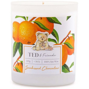 Ted & Friends sojowa świeca zapachowa w białym szkle 220 g - Sunkissed Clem