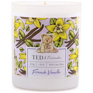 Ted & Friends sojowa świeca zapachowa w białym szkle 220 g - French Vanilla