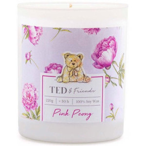 Ted & Friends sojowa świeca zapachowa w białym szkle 220 g - Pink Peony