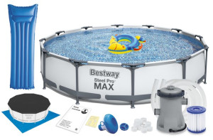 Basen stelażowy 366x76cm Bestway Steel Pro Max 56416 zestaw 16w1