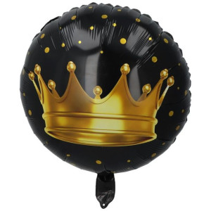 Balon 18"czarne Koło Ze Złotą Koroną