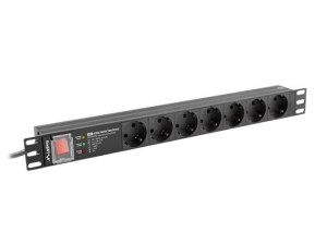 Listwa zasil.rack PDU 1U 16A 2m 7 PDU-PRO-07F-0200-BK