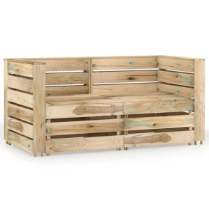 Ogrodowa sofa 2-osobowa, impregnowane na zielono drewno sosnowe
