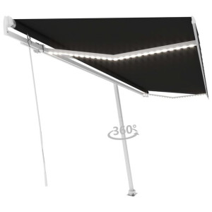 Ręcznie zwijana markiza z LED, 500 x 300 cm, antracytowa