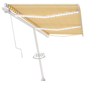 Automatycznie zwijana markiza, LED i czujnik wiatru, 600x350 cm