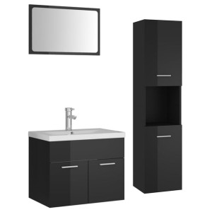 Zestaw mebli łazienkowych, wysoki połysk, szary, płyta wiórowa