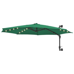 Parasol ścienny z LED, na metalowym słupku, 300 cm, zielony