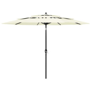 3-poziomowy parasol na aluminiowym słupku, piaskowy, 3 m