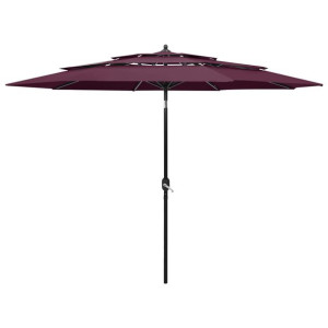 3-poziomowy parasol na aluminiowym słupku, bordowy, 3 m