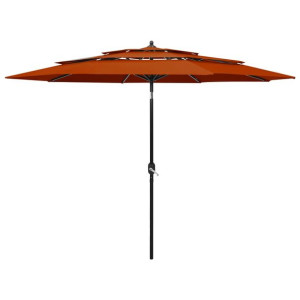 3-poziomowy parasol na aluminiowym słupku, terakotowy, 3 m