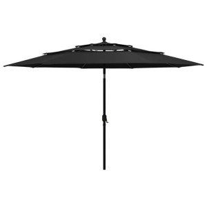 3-poziomowy parasol na aluminiowym słupku, czarny, 3,5 m