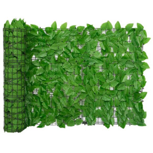 Parawan balkonowy, zielone liście, 500x75 cm