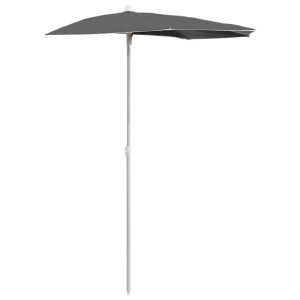 Półokrągły parasol ogrodowy na słupku, 180x90 cm, antracytowy
