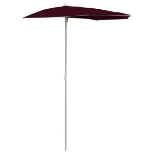 Półokrągły parasol ogrodowy na słupku, 180x90 cm, bordowy