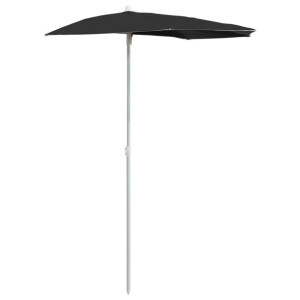 Półokrągły parasol ogrodowy na słupku, 180x90 cm, czarny
