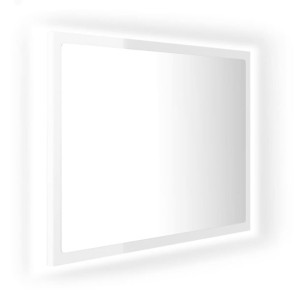 Lustro łazienkowe z LED, białe na wysoki połysk, 60x8,5x37 cm