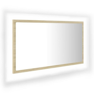 Lustro łazienkowe LED, kolor dąb sonoma, 80x8,5x37 cm, płyta