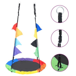 Tęczowa huśtawka typu gniazdo z chorągiewkami, 100 cm