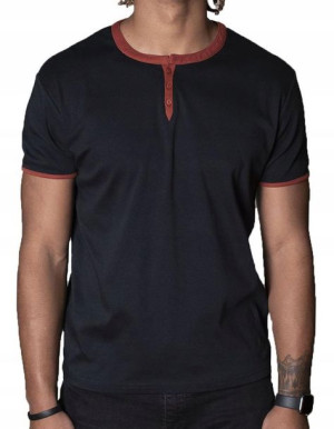 Koszulka czarna z guzikami Henley Spear Point S