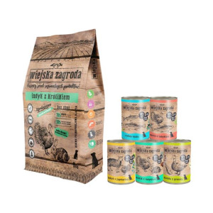 Wiejska Zagroda Indyk z Królikiem 9kg, Wiejska Zagroda MIX SMAKÓW 5x 400g P