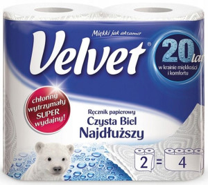 RĘCZNIKI papierowe kuchenne VELVET Rolka 2 szt