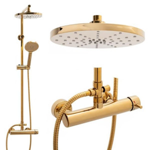 Bateria prysznicowa złota deszczownica 23 cm - Yoka