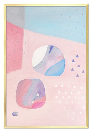 Obraz ręcznie malowany na płótnie 63x93cm różowa abstrakcja