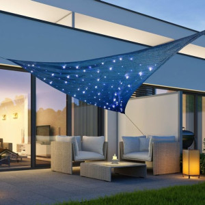 Lumarko Żagiel przeciwsłoneczny z 100 LED, jasnoniebieski, 3,6x3,6x3,6 m