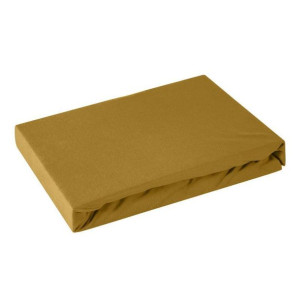 Prześcieradło JERSEY z gumką 240x220x30 musztardowe