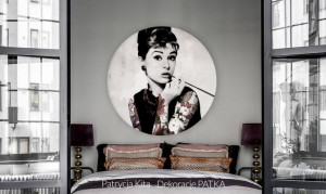Okrągły obraz na płótnie 80cm - AUDREY HEPBURN