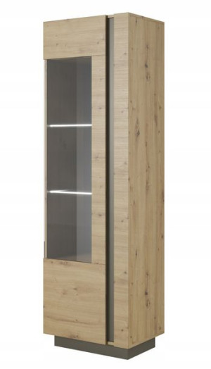 Witryna wysoka 60cm Dąb Artisan Szary Grafit ARCO