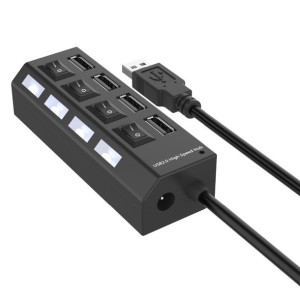 Hub Usb Z Wyłącznikami 4 Porty Gniazda Adapter Led