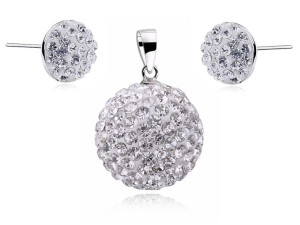Srebrny Komplet Shamballa Swarovski Kula Pół Kulki