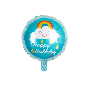 Balon 18" Happy Birthday Niebieski Tęcza