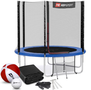 Trampolina Hop-Sport 8ft (244cm) niebieska z siatką zewnętrzną