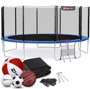 Trampolina Hop-Sport 16ft (488cm) niebieska z siatką zewnętrzną