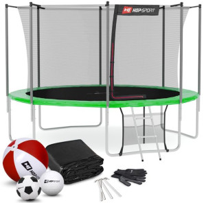 Trampolina Hop-Sport 12ft (366cm) zielona z siatką wewnętrzną
