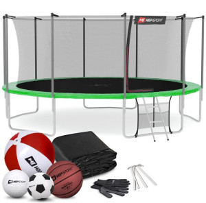Trampolina Hop-Sport 16ft (488cm) zielona z siatką wewnętrzną