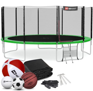 Trampolina Hop-Sport 16ft (488cm) zielona z siatką zewnętrzną