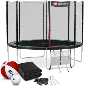 Trampolina Hop-Sport 10ft (305cm) czarno-zielona z siatką zewnętrzną