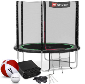 Trampolina Hop-Sport 8ft (244cm) czarno-zielona z siatką zewnętrzną