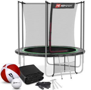 Trampolina Hop-Sport 8ft (244cm) czarno-zielona z siatką wewnętrzną